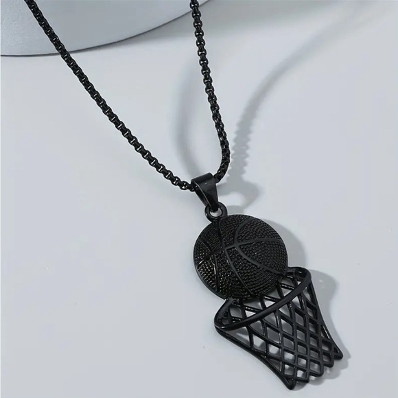 New basketball hoop & ball player necklace hip hop sporty cool trendy design XL - Picture 3 of 4